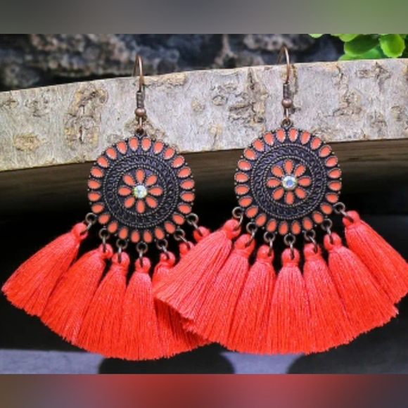 2/$40 Y2KNEW Western Tribal Preppy Clueless Boho Tassel Dangling Earrings(#0123) - Picture 3 of 7